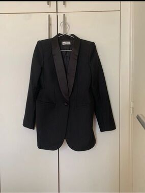 Balenciaga Black Satin-Lapel Women's Blazer